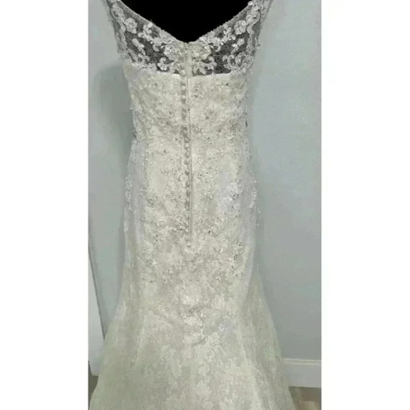 Wedding Dress Womens Size 4-6 Ivory Mermaid Lace Jewelled Clusters Elegant Roman - Picture 7 of 16